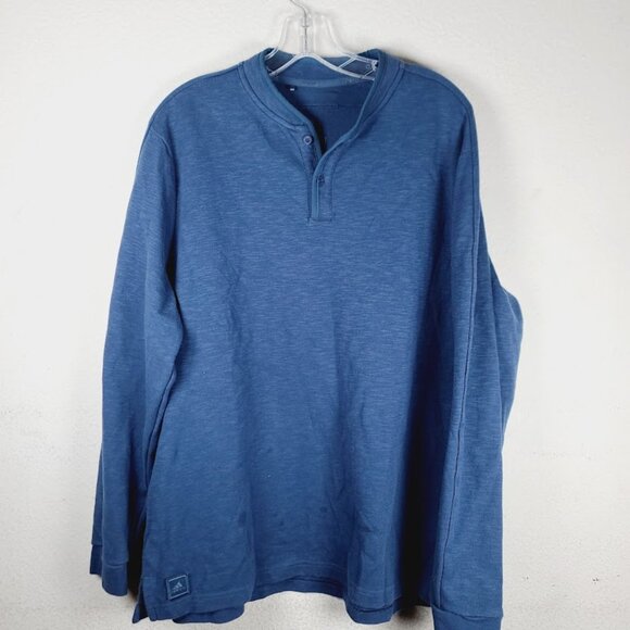 Adidas Men's Blue Heather Henley-Neck Casual Pullover T-Shirt Size XL - Picture 3 of 6